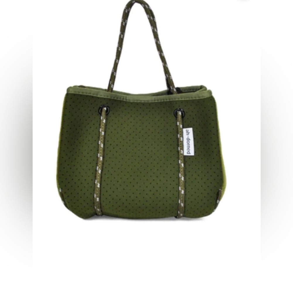 AHDORNED NEOPRENE MINI TOTE OLIVE WATERPROOF SHOULDER OR CROSSBODY BAG